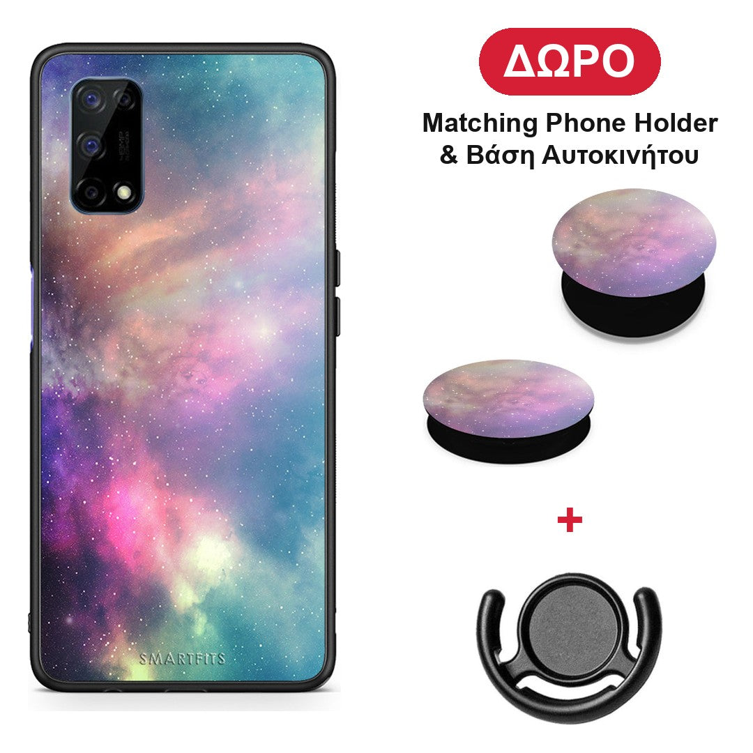 Galactic Rainbow - Realme 7 5G θήκη + Δώρο Phone Holder & Βάση Αυτοκινήτου