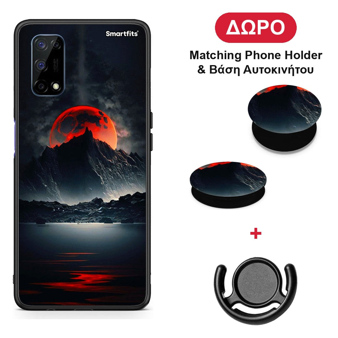 Red Full Moon - Realme 7 5G θήκη + Δώρο Phone Holder & Βάση Αυτοκινήτου