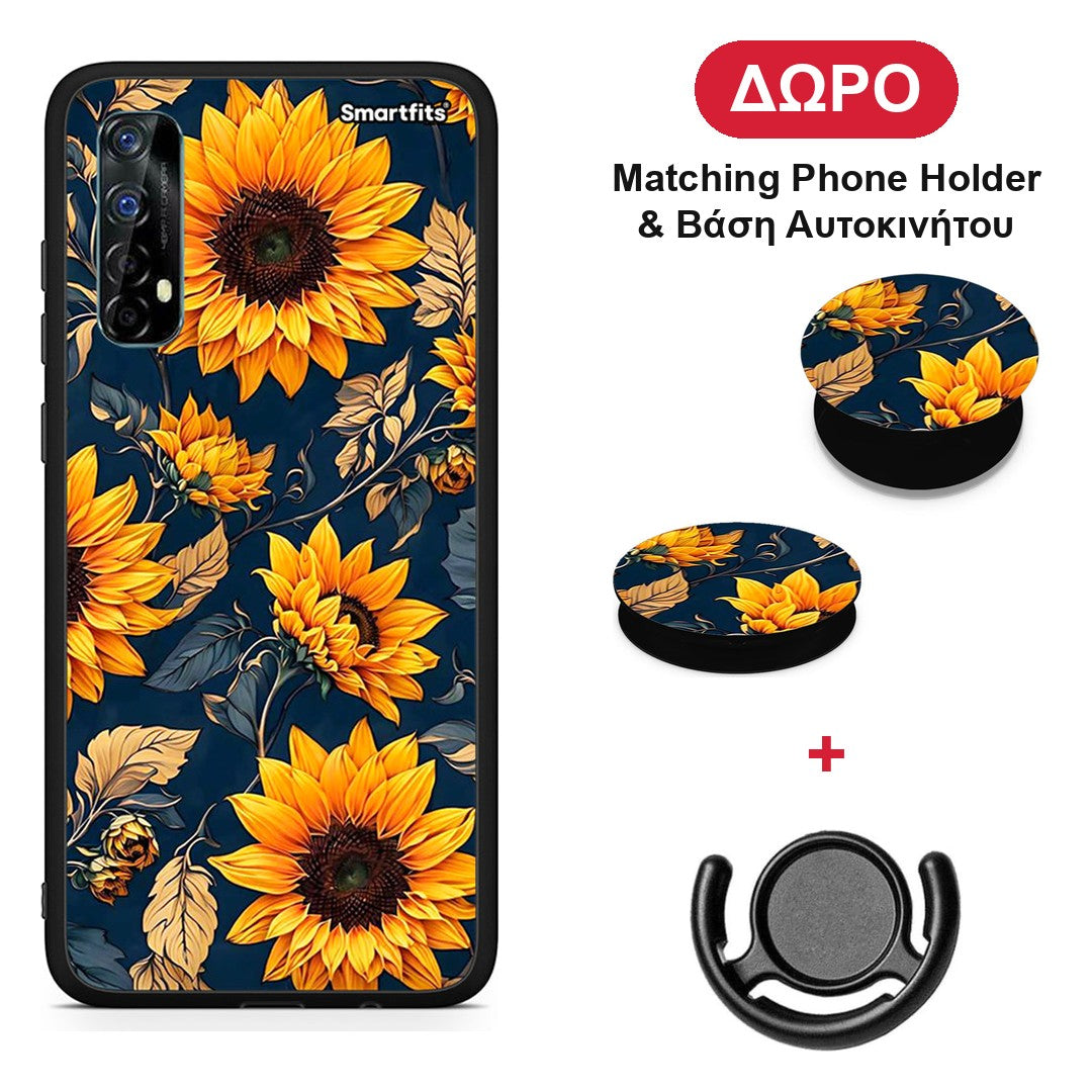 Autumn Sunflowers - Realme 7 θήκη + Δώρο Phone Holder & Βάση Αυτοκινήτου