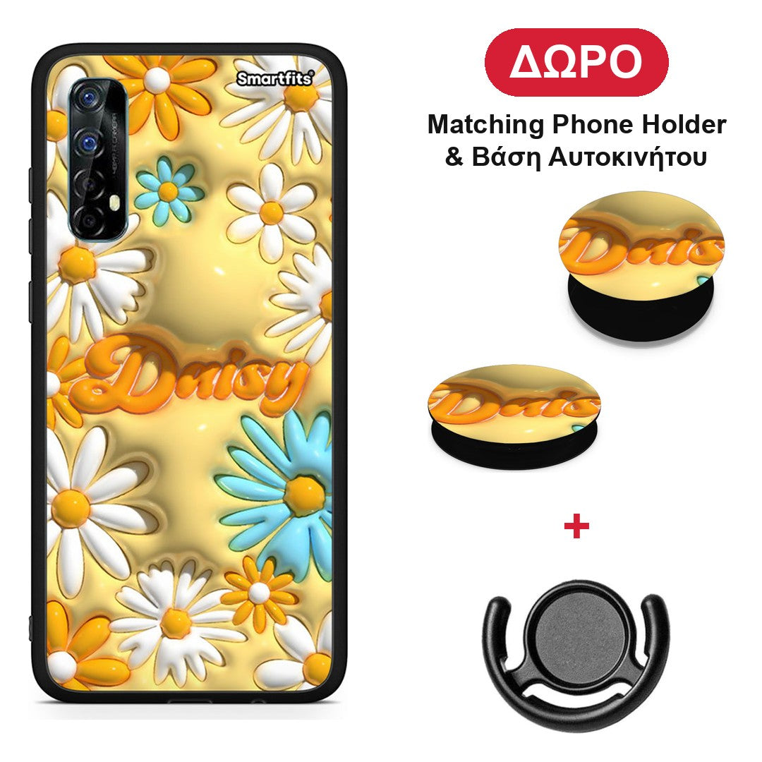 Bubble Daisies - Realme 7 θήκη + Δώρο Phone Holder & Βάση Αυτοκινήτου