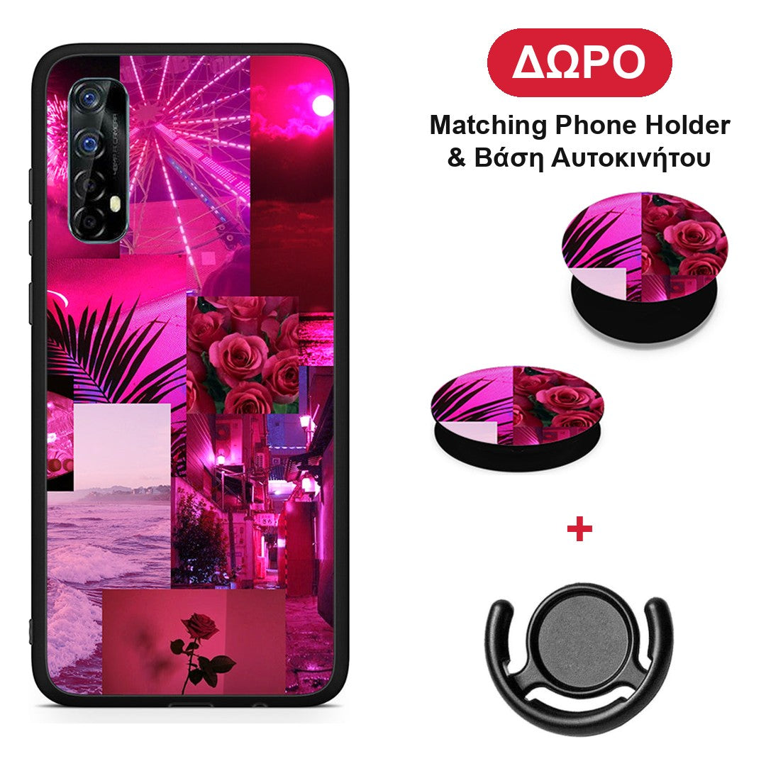 Collage Red Roses - Realme 7 θήκη + Δώρο Phone Holder & Βάση Αυτοκινήτου