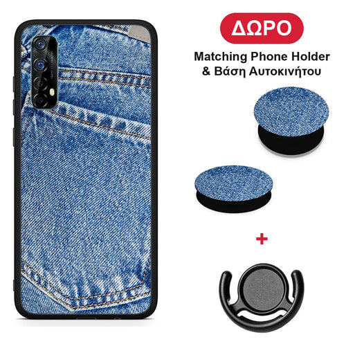 Jeans Pocket - Realme 7 θήκη + Δώρο Phone Holder & Βάση Αυτοκινήτου