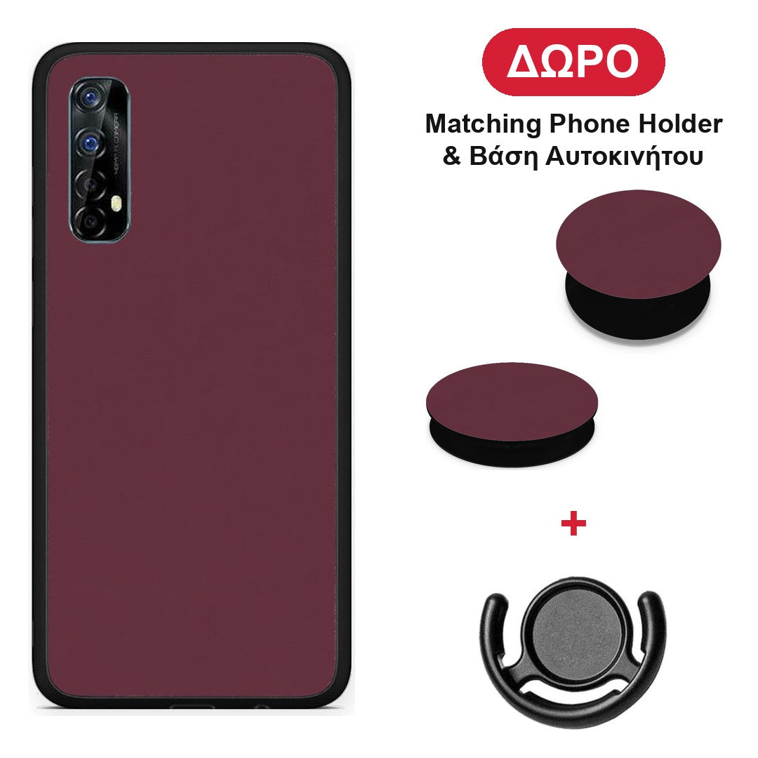 Muted Burgundy - Realme 7 θήκη + Δώρο Phone Holder & Βάση Αυτοκινήτου