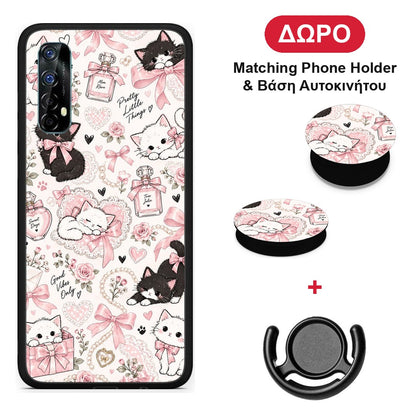 Pink Bows and Kittens Collage - Realme 7 θήκη + Δώρο Phone Holder & Βάση Αυτοκινήτου