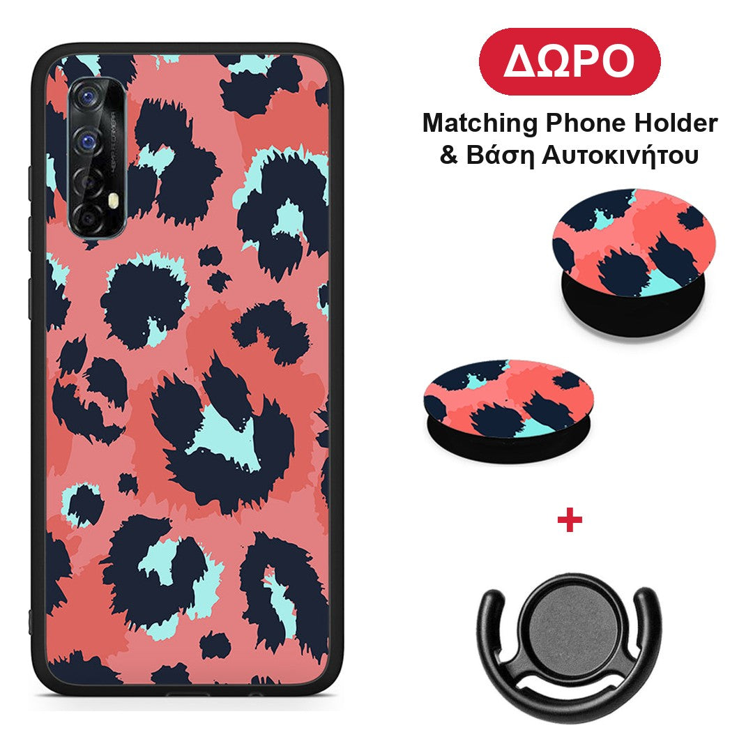 Animal Pink Leopard - Realme 7 θήκη + Δώρο Phone Holder & Βάση Αυτοκινήτου