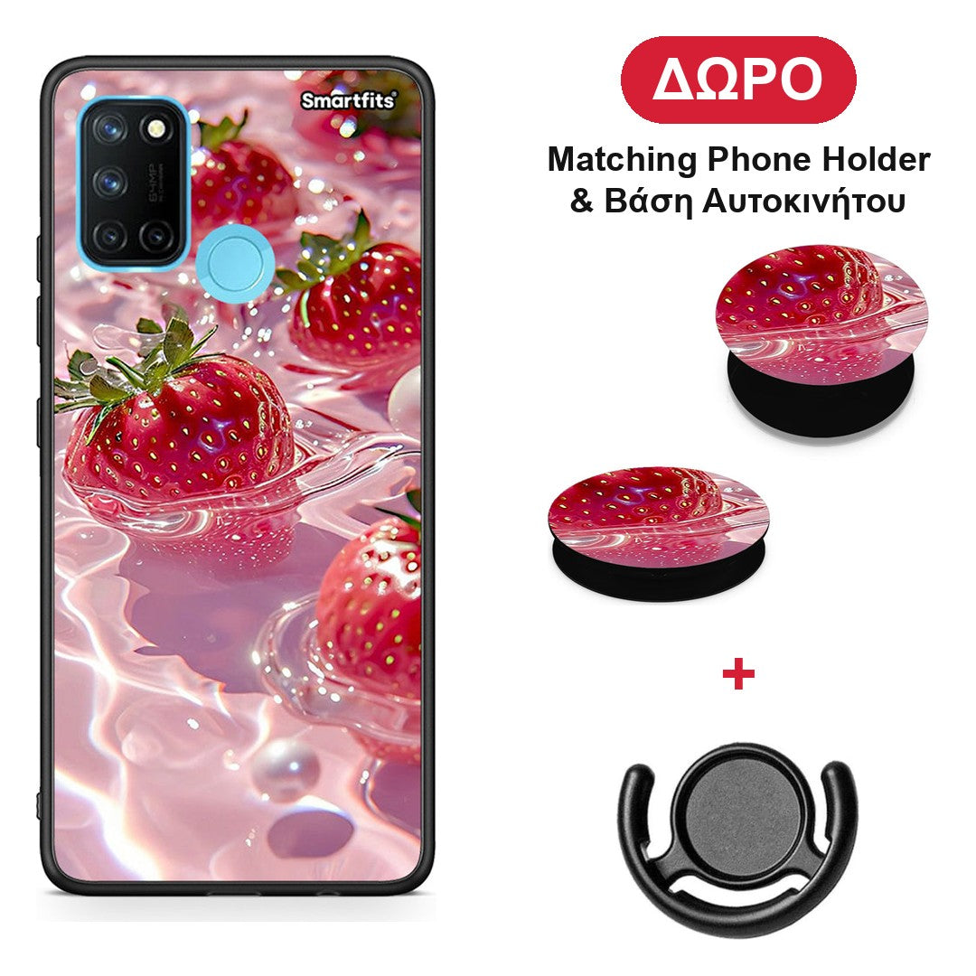 Juicy Strawberries - Realme 7i / C25 θήκη + Δώρο Phone Holder & Βάση Αυτοκινήτου