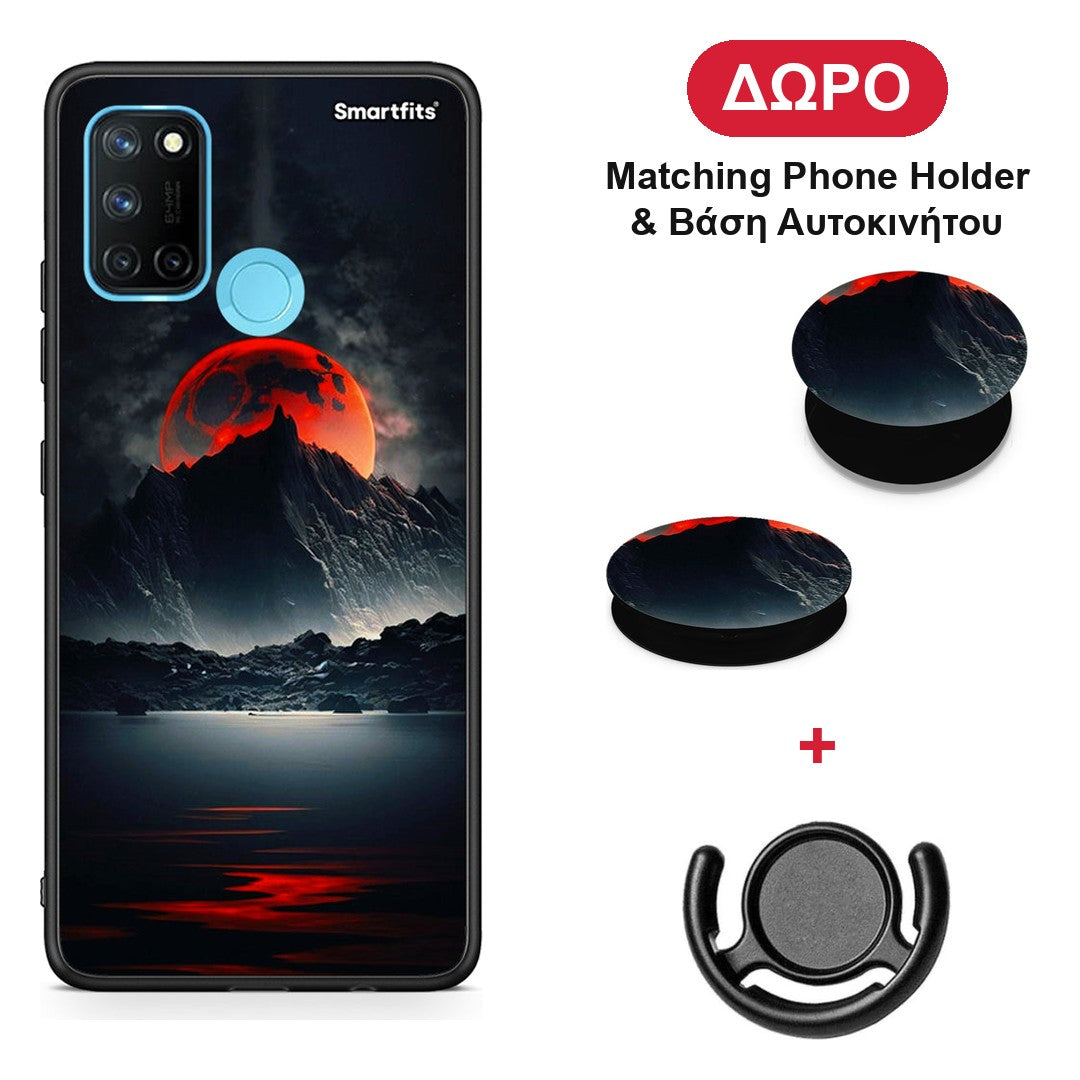 Red Full Moon - Realme 7i / C25 θήκη + Δώρο Phone Holder & Βάση Αυτοκινήτου