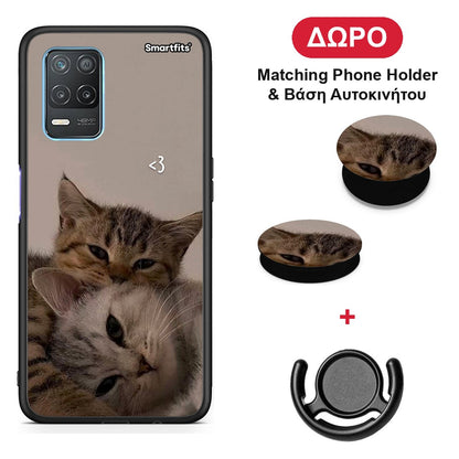 Cats In Love - Realme 8 5G θήκη + Δώρο Phone Holder & Βάση Αυτοκινήτου