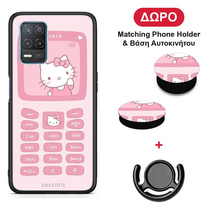 Hello Kitten - Realme 8 5G θήκη + Δώρο Phone Holder & Βάση Αυτοκινήτου