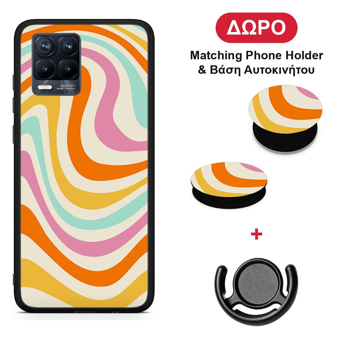 Colourful Waves - Realme 8 / 8 Pro θήκη + Δώρο Phone Holder & Βάση Αυτοκινήτου
