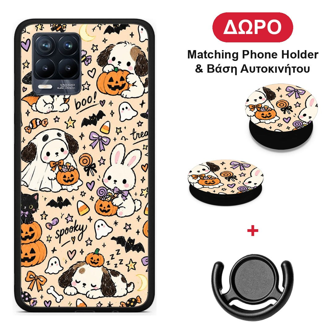 Halloween Puppies and Friends on Cream - Realme 8 / 8 Pro θήκη + Δώρο Phone Holder & Βάση Αυτοκινήτου