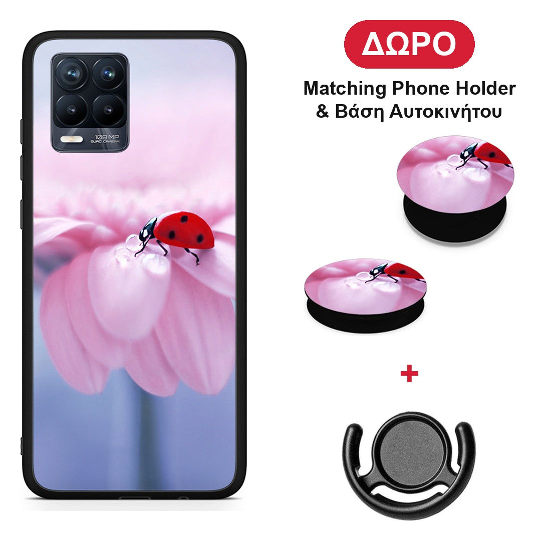 Ladybug Flower - Realme 8 / 8 Pro θήκη + Δώρο Phone Holder & Βάση Αυτοκινήτου