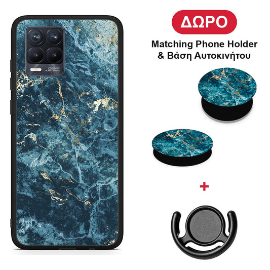 Marble Blue - Realme 8 / 8 Pro θήκη + Δώρο Phone Holder & Βάση Αυτοκινήτου
