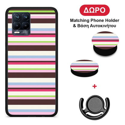 Multicolour Horizontal Stripes - Realme 8 / 8 Pro θήκη + Δώρο Phone Holder & Βάση Αυτοκινήτου