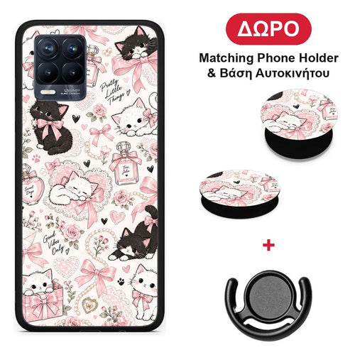 Pink Bows and Kittens Collage - Realme 8 / 8 Pro θήκη + Δώρο Phone Holder & Βάση Αυτοκινήτου