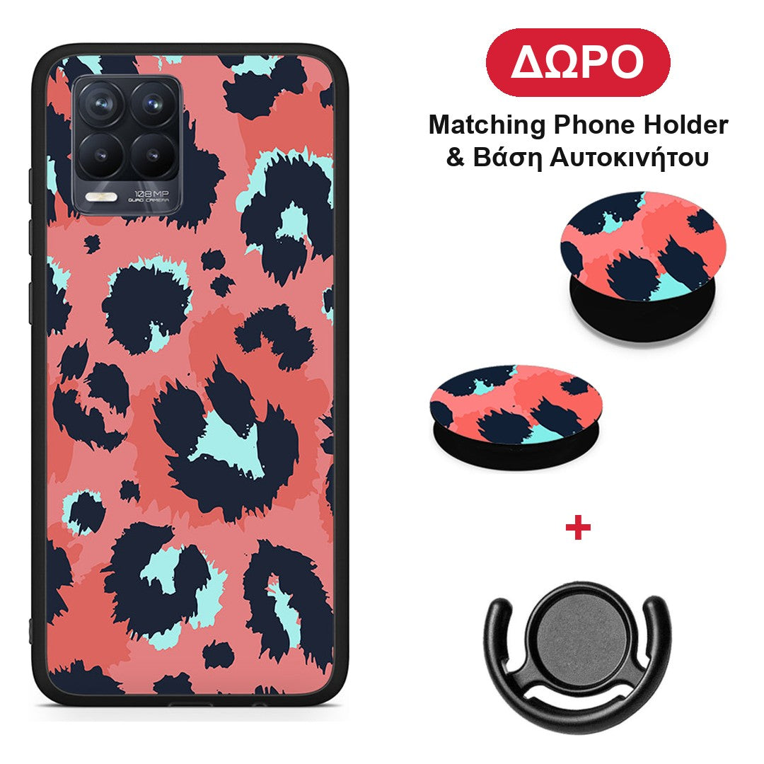 Animal Pink Leopard - Realme 8 / 8 Pro θήκη + Δώρο Phone Holder & Βάση Αυτοκινήτου