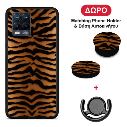 Tiger Print Orange and Black - Realme 8 / 8 Pro θήκη + Δώρο Phone Holder & Βάση Αυτοκινήτου