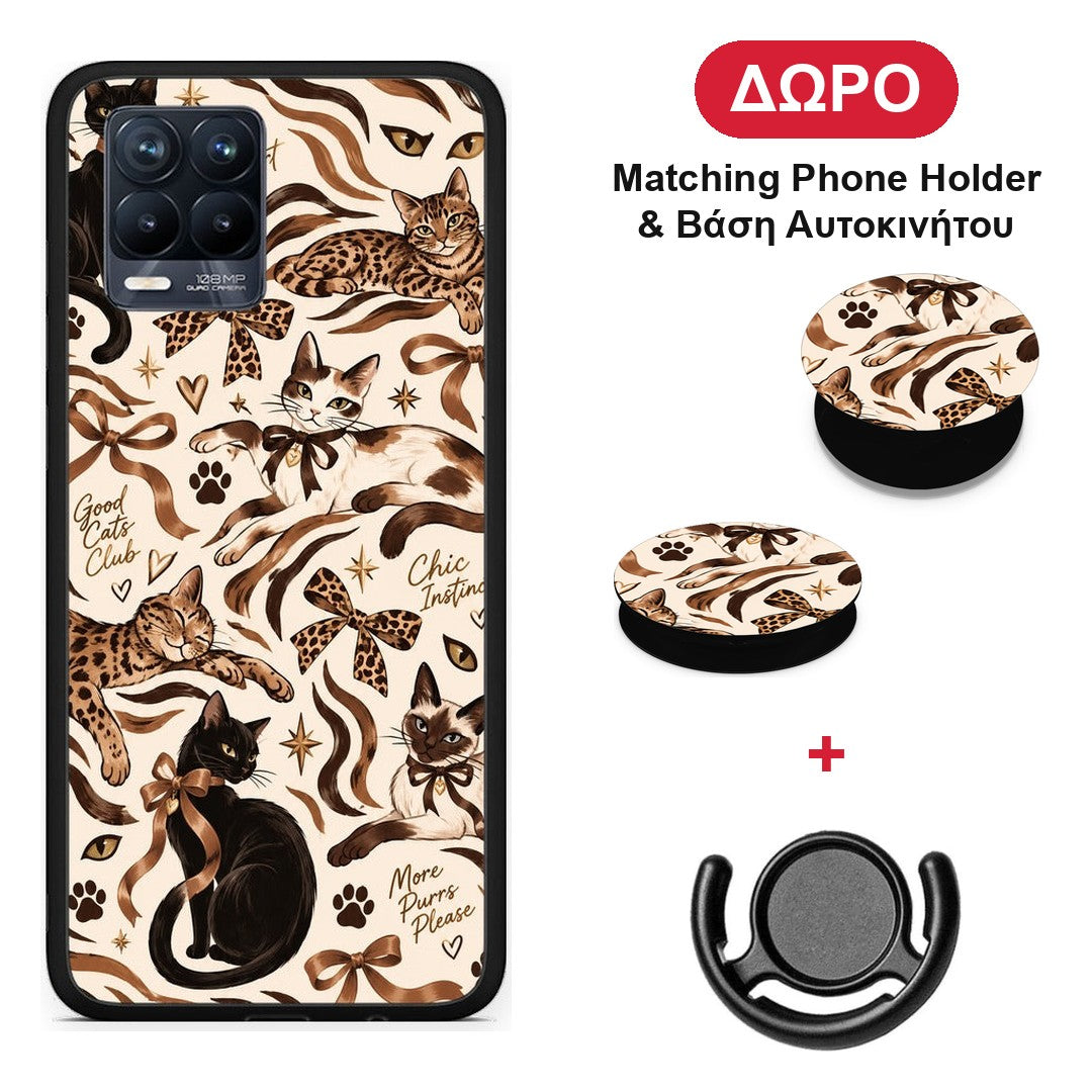 Wild Cats and Animal Print Collage - Realme 8 / 8 Pro θήκη + Δώρο Phone Holder & Βάση Αυτοκινήτου