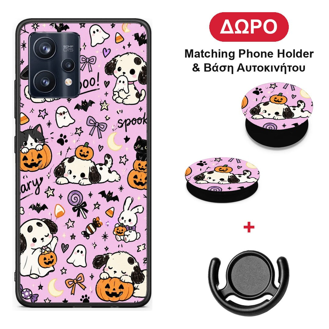 Halloween Puppies and Friends on Lilac - Realme 9 / 9 Pro+ 5G θήκη + Δώρο Phone Holder & Βάση Αυτοκινήτου