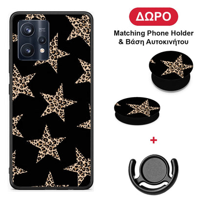 Leopard Stars on Black - Realme 9 / 9 Pro+ 5G θήκη + Δώρο Phone Holder & Βάση Αυτοκινήτου