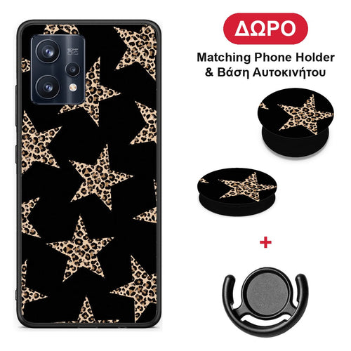 Leopard Stars on Black - Realme 9 / 9 Pro+ 5G θήκη + Δώρο Phone Holder & Βάση Αυτοκινήτου