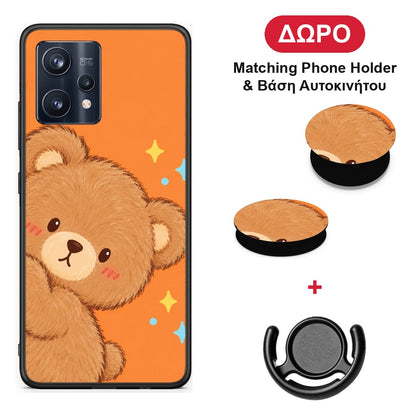 Peekaboo Teddy on Orange - Realme 9 / 9 Pro+ 5G θήκη + Δώρο Phone Holder & Βάση Αυτοκινήτου