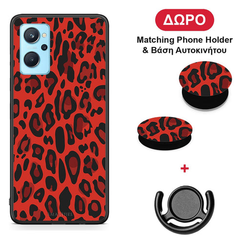Animal Red Leopard - Realme 9i θήκη + Δώρο Phone Holder & Βάση Αυτοκινήτου