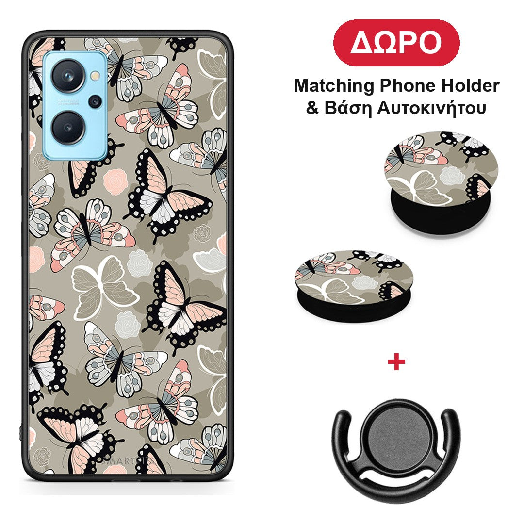 Boho Butterflies - Realme 9i θήκη + Δώρο Phone Holder & Βάση Αυτοκινήτου