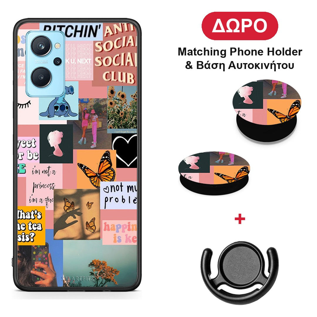 Collage Bitchin - Realme 9i θήκη + Δώρο Phone Holder & Βάση Αυτοκινήτου