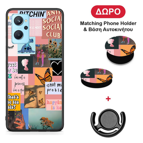 Collage Bitchin - Realme 9i θήκη + Δώρο Phone Holder & Βάση Αυτοκινήτου