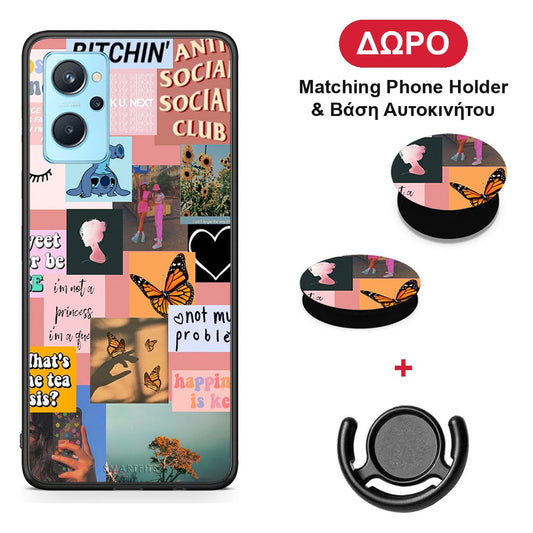 Collage Bitchin - Realme 9i θήκη + Δώρο Phone Holder & Βάση Αυτοκινήτου