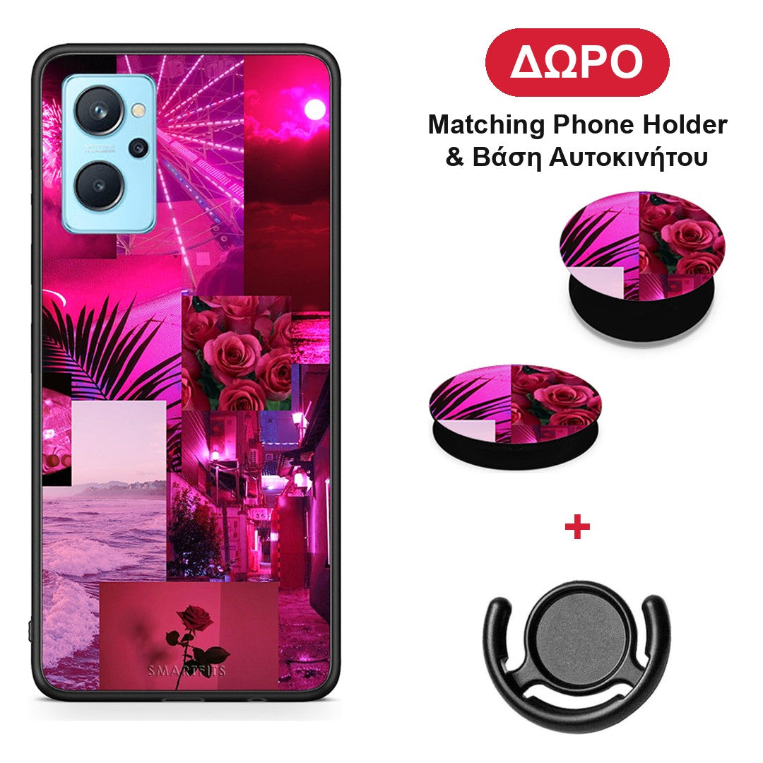 Collage Red Roses - Realme 9i θήκη + Δώρο Phone Holder & Βάση Αυτοκινήτου