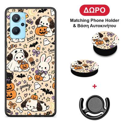 Halloween Puppies and Friends on Cream - Realme 9i θήκη + Δώρο Phone Holder & Βάση Αυτοκινήτου