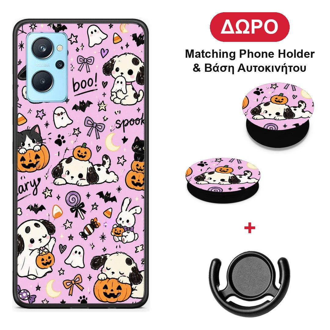 Halloween Puppies and Friends on Lilac - Realme 9i θήκη + Δώρο Phone Holder & Βάση Αυτοκινήτου