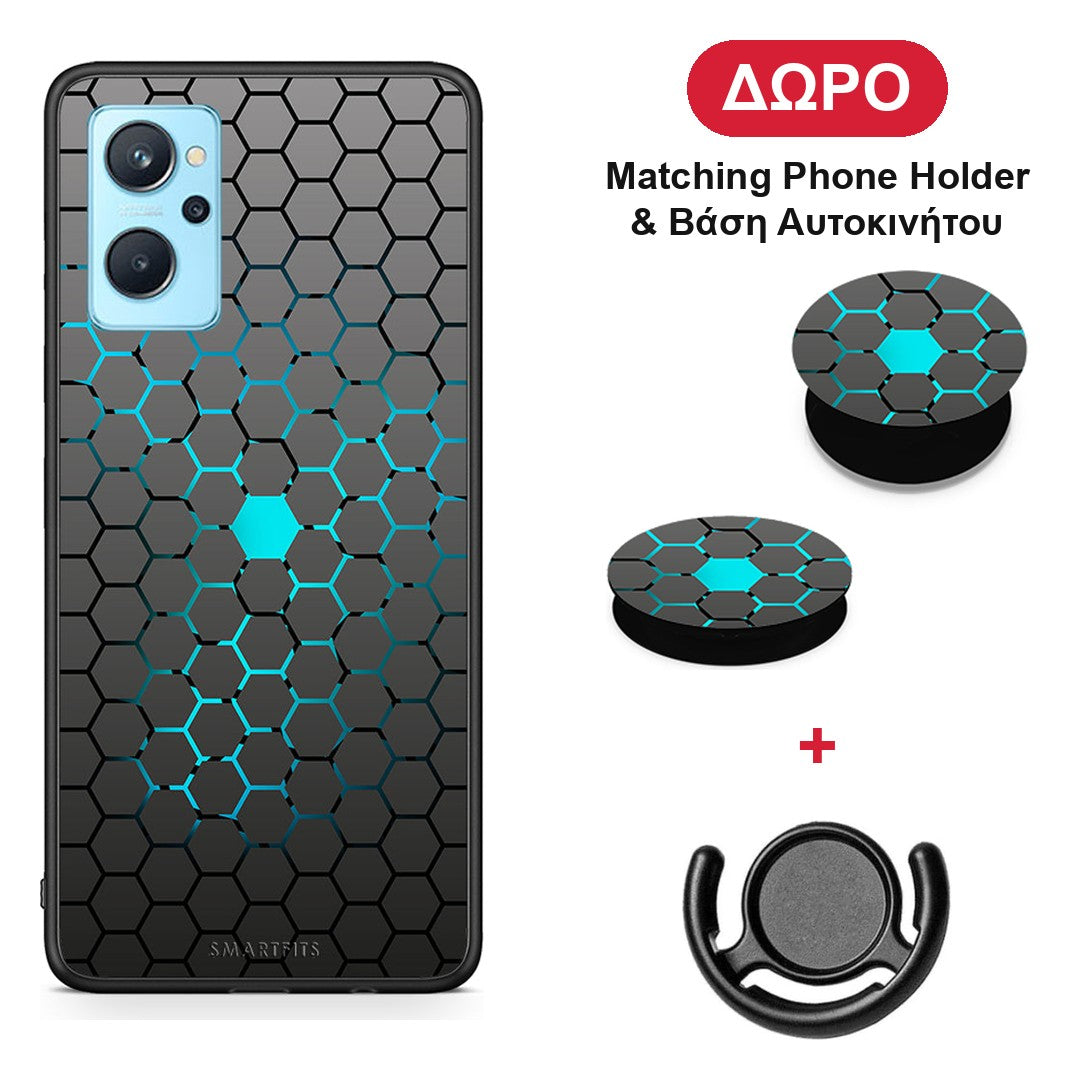 Geometric Hexagonal - Realme 9i θήκη + Δώρο Phone Holder & Βάση Αυτοκινήτου