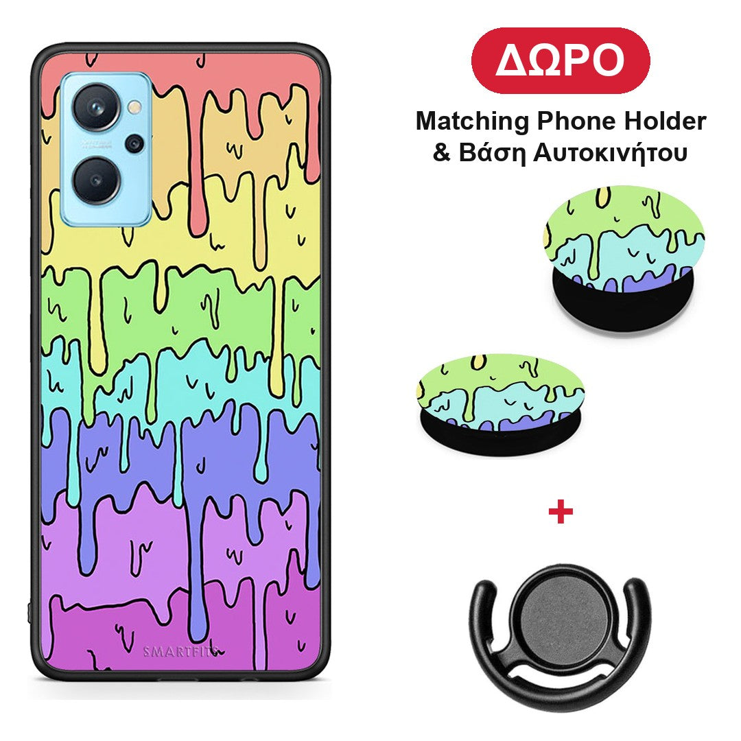 Melting Rainbow - Realme 9i θήκη + Δώρο Phone Holder & Βάση Αυτοκινήτου