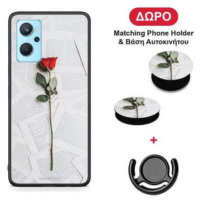 Red Rose - Realme 9i θήκη + Δώρο Phone Holder & Βάση Αυτοκινήτου
