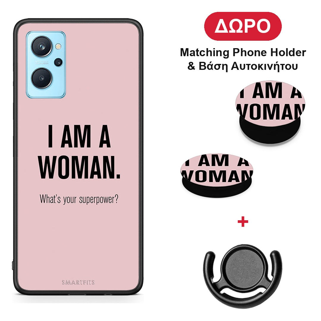 Superpower Woman - Realme 9i θήκη + Δώρο Phone Holder & Βάση Αυτοκινήτου
