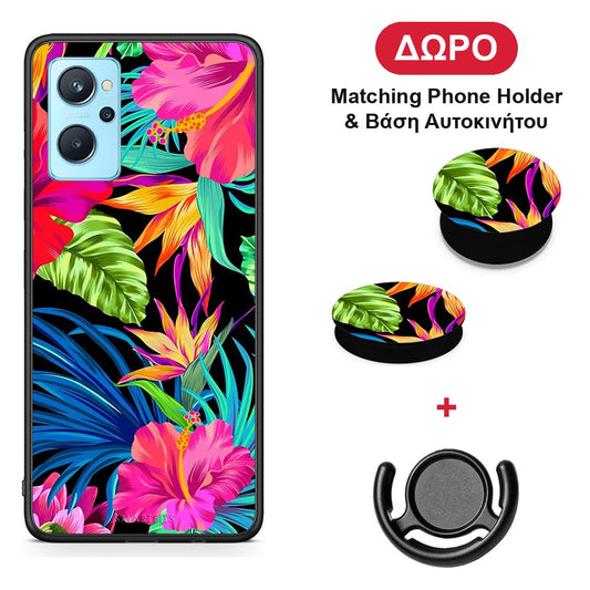 Tropical Flowers - Realme 9i θήκη + Δώρο Phone Holder & Βάση Αυτοκινήτου