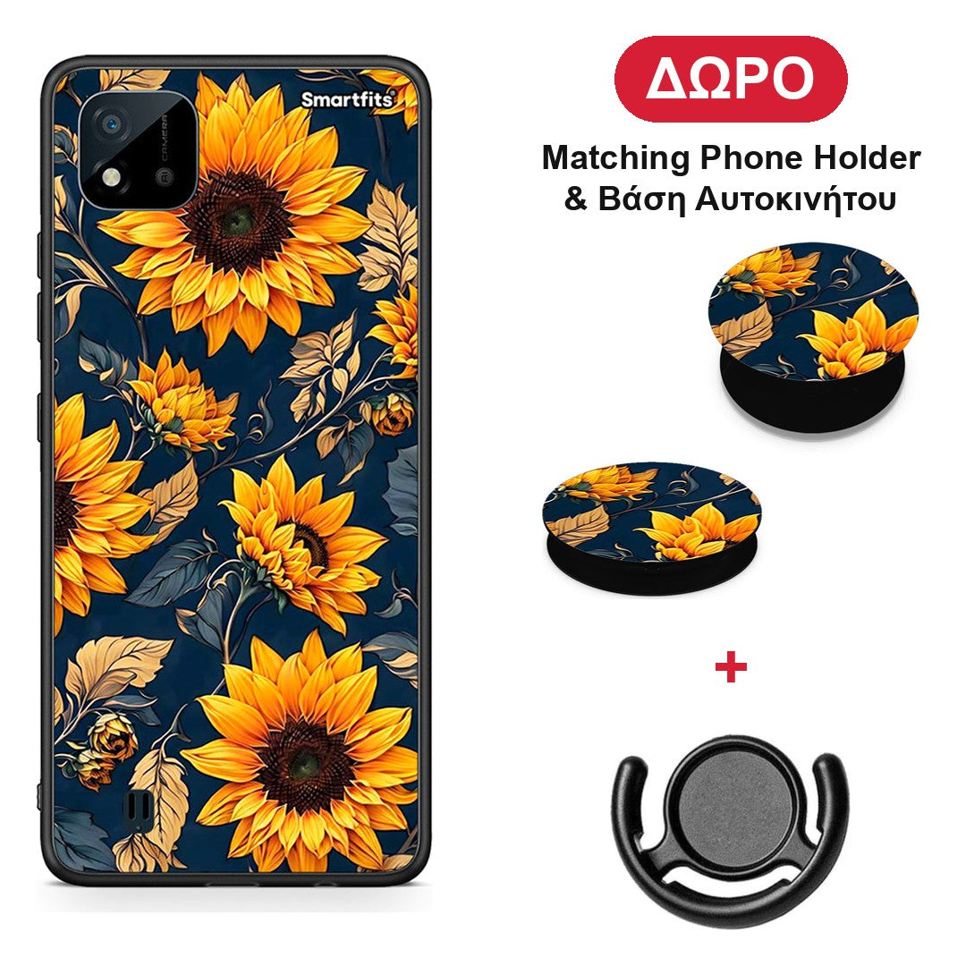 Autumn Sunflowers - Realme C11 2021 / C20 θήκη + Δώρο Phone Holder & Βάση Αυτοκινήτου