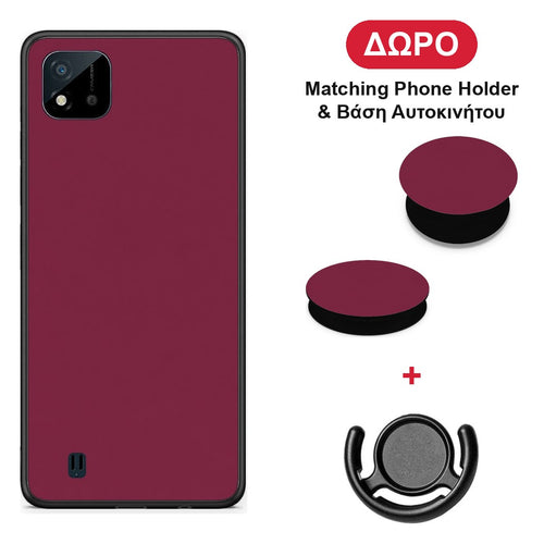 Burgundy - Realme C11 2021 / C20 θήκη + Δώρο Phone Holder & Βάση Αυτοκινήτου