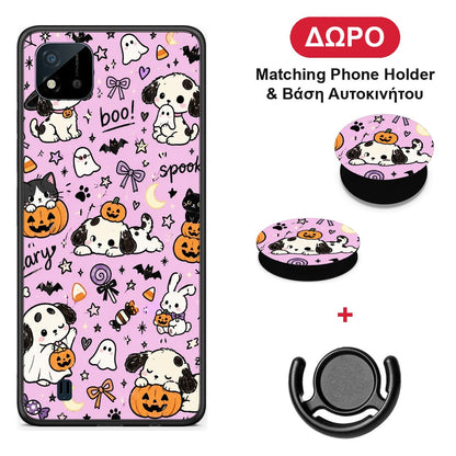 Halloween Puppies and Friends on Lilac - Realme C11 2021 / C20 θήκη + Δώρο Phone Holder & Βάση Αυτοκινήτου
