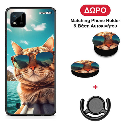 Summer Cat - Realme C11 2021 / C20 θήκη + Δώρο Phone Holder & Βάση Αυτοκινήτου