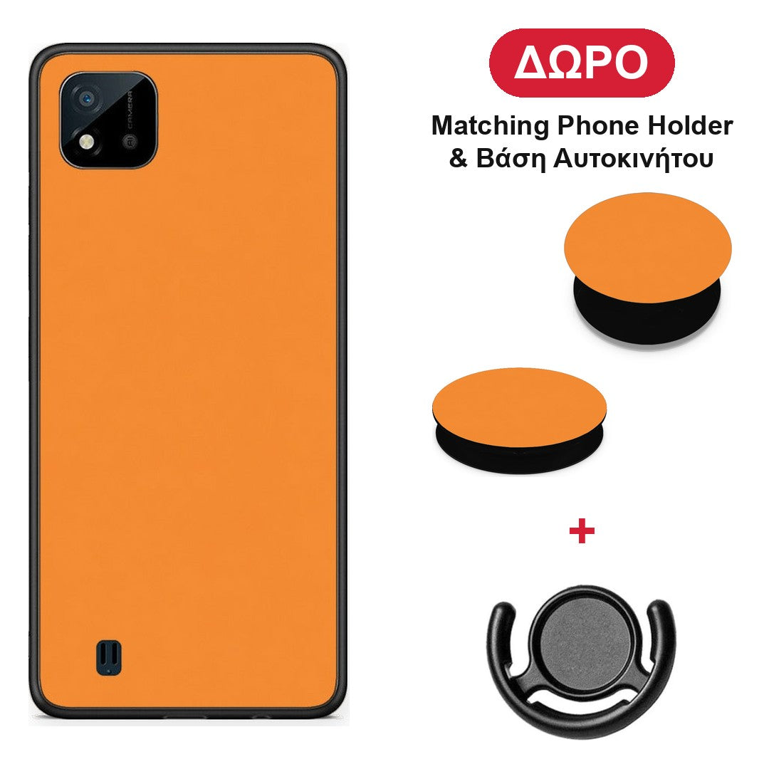 Tangerine Orange - Realme C11 2021 / C20 θήκη + Δώρο Phone Holder & Βάση Αυτοκινήτου
