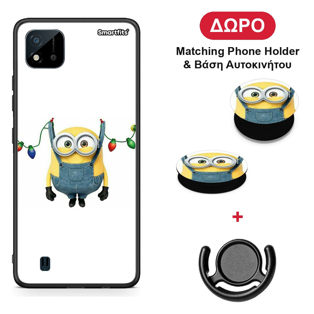 Xmas Minion Lights - Realme C11 2021 / C20 θήκη + Δώρο Phone Holder & Βάση Αυτοκινήτου
