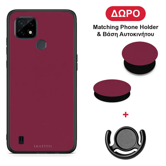 Burgundy - Realme C21 θήκη + Δώρο Phone Holder & Βάση Αυτοκινήτου