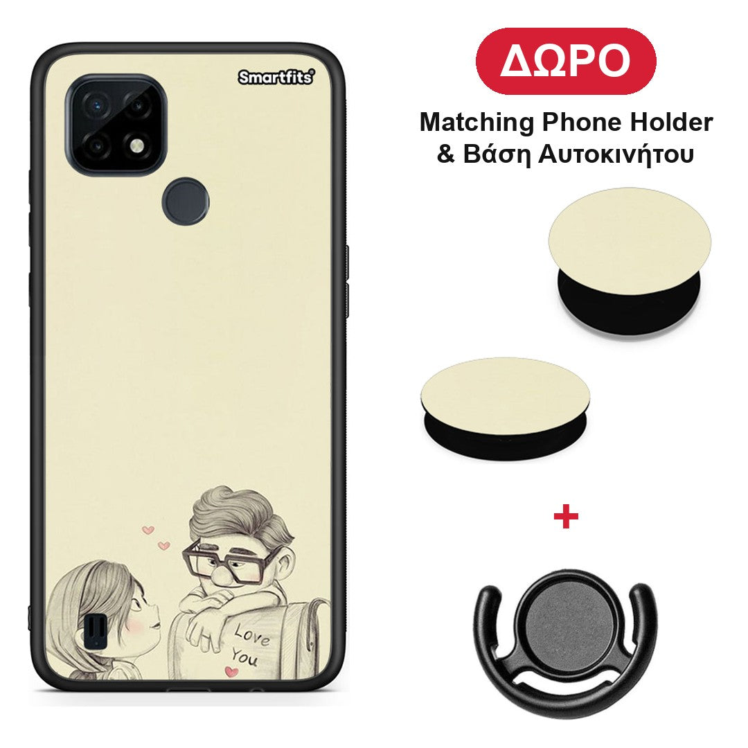 Carl And Ellie - Realme C21 θήκη + Δώρο Phone Holder & Βάση Αυτοκινήτου