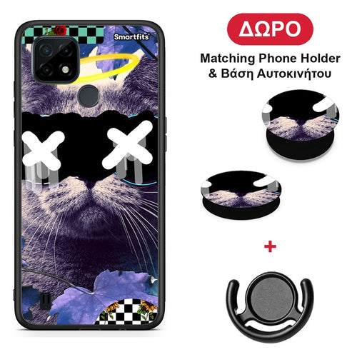 Cat Collage - Realme C21 θήκη + Δώρο Phone Holder & Βάση Αυτοκινήτου
