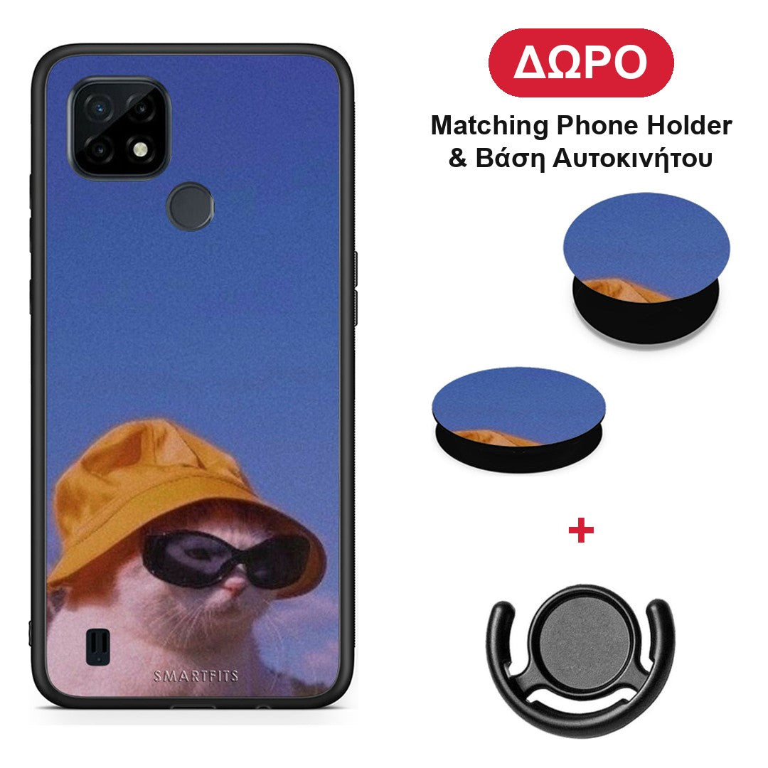 Cat Diva - Realme C21 θήκη + Δώρο Phone Holder & Βάση Αυτοκινήτου
