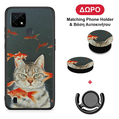 Cat Goldfish - Realme C21 θήκη + Δώρο Phone Holder & Βάση Αυτοκινήτου
